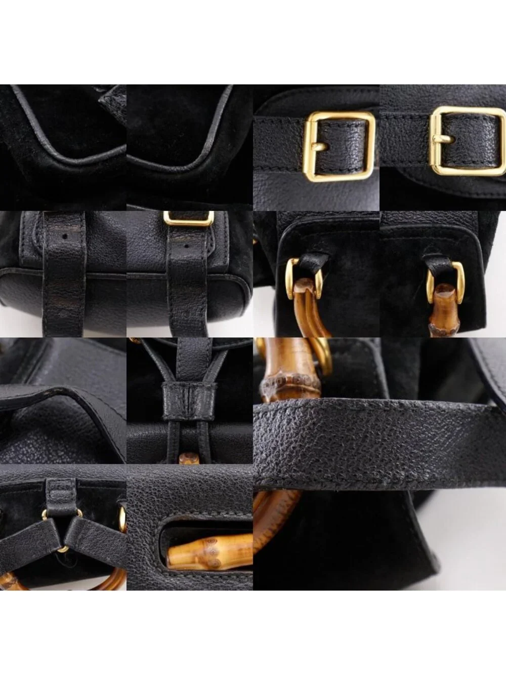 Gucci Bamboo Vintage Suede Black Backpack - Picture 9 of 10